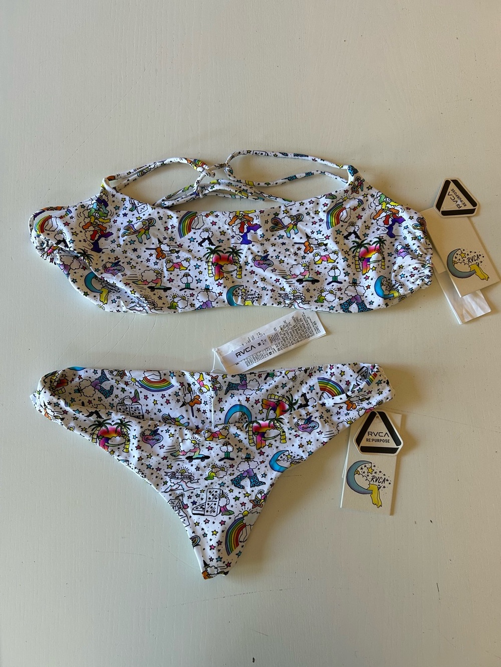 NWT RVCA x Dirty Clouds Re:Purpose Graphic Bikini Set
